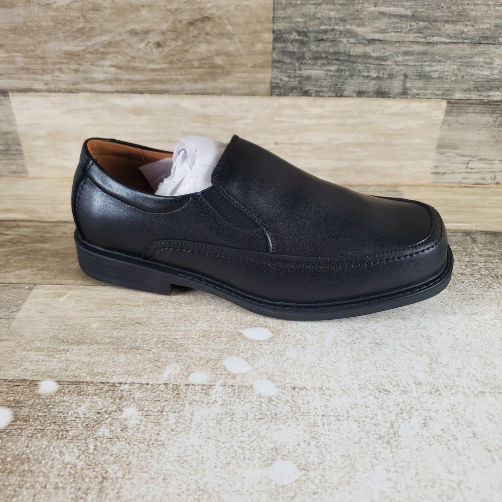 Florsheim Bogan Jr II Kids Boots Sz 4.5 W Black Leather Slip On Moccasin Toe